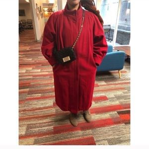 Ashley Scott Red Wool Plus Size Coat Red Button